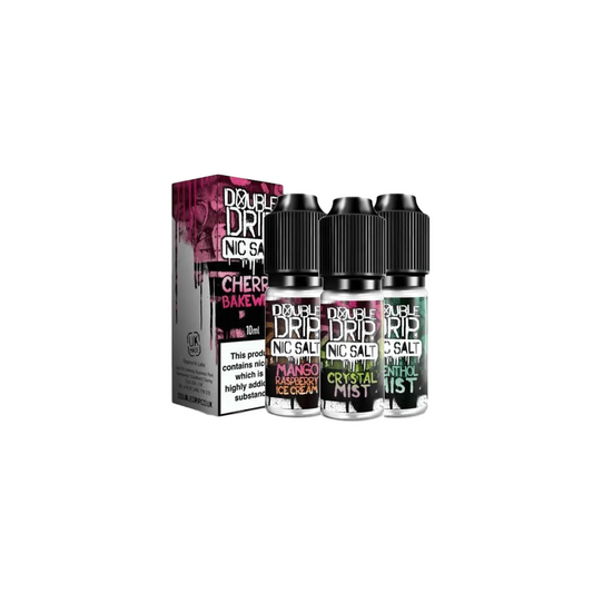 Double Drip Salt Nic Salts 5x10ml  All Flavours- 10mg 20mg