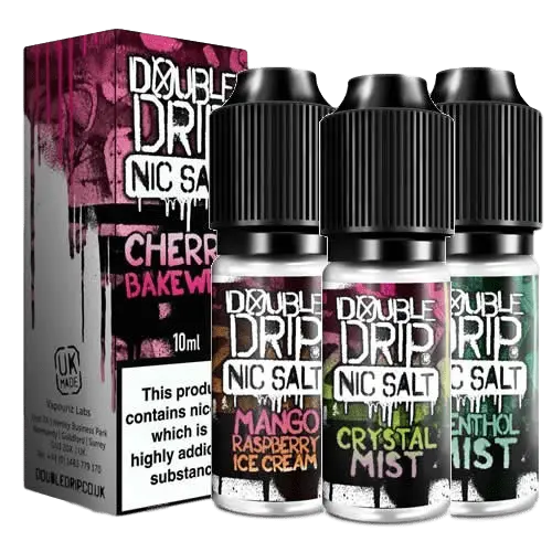 Double Drip Salt Nic Salts 5x10ml  All Flavours- 10mg 20mg